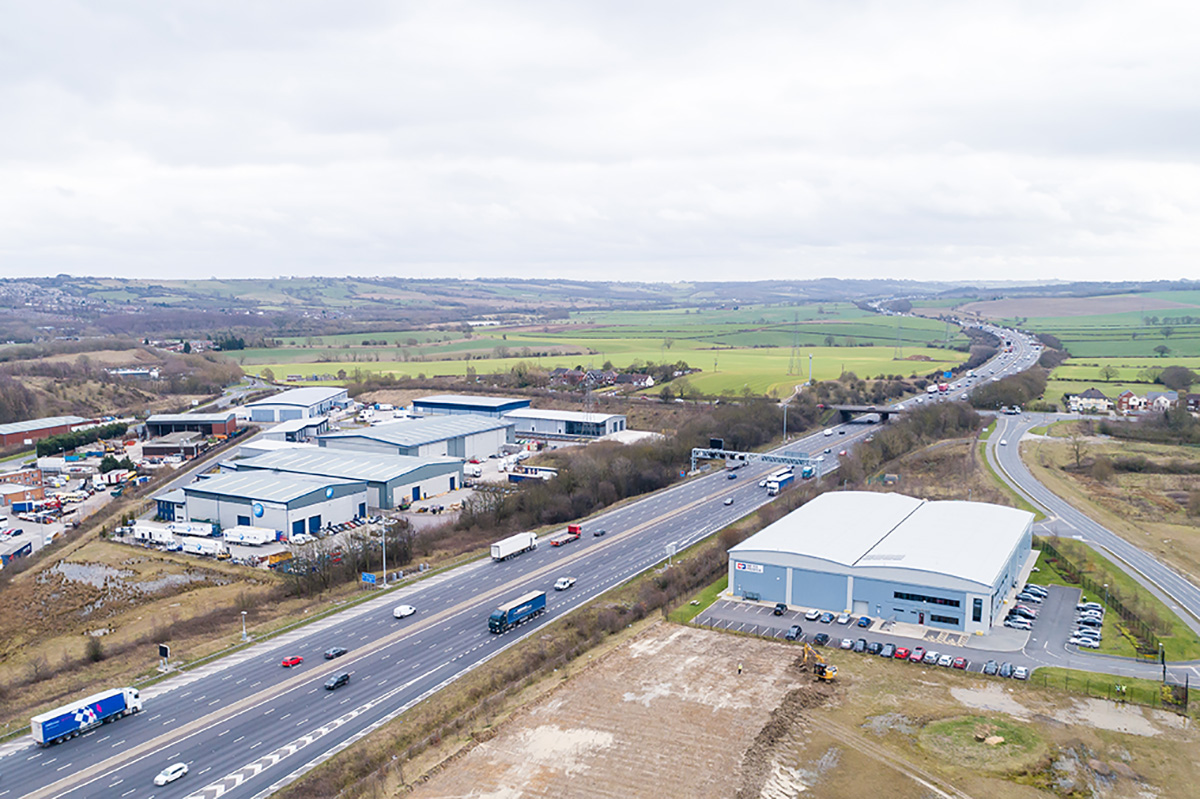  Aerial view of Meter Provida buildings near M62 in Wakefield – photographed by Lucas Media 
