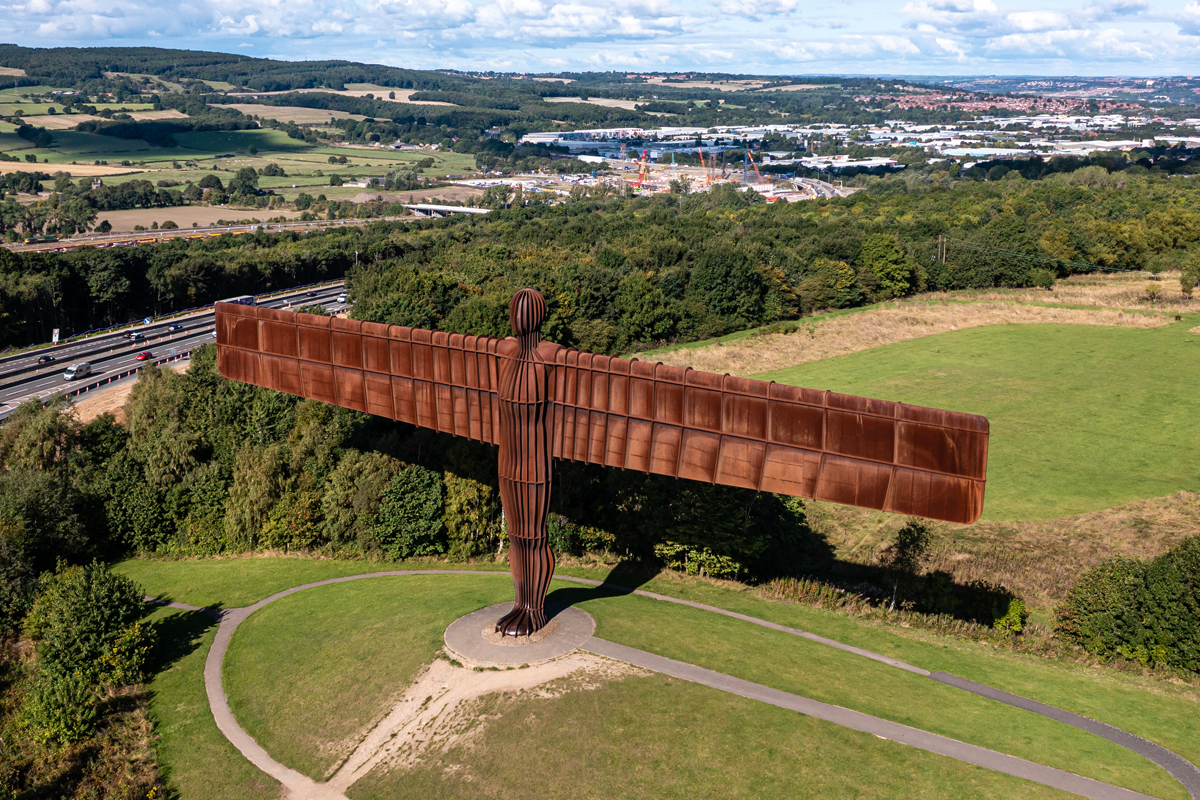  Drone image of the Angel of the North sculpture in Gateshead – captured by Lucas Media 